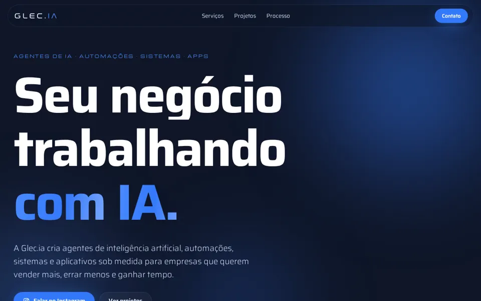 Tela do site da Glec.ia