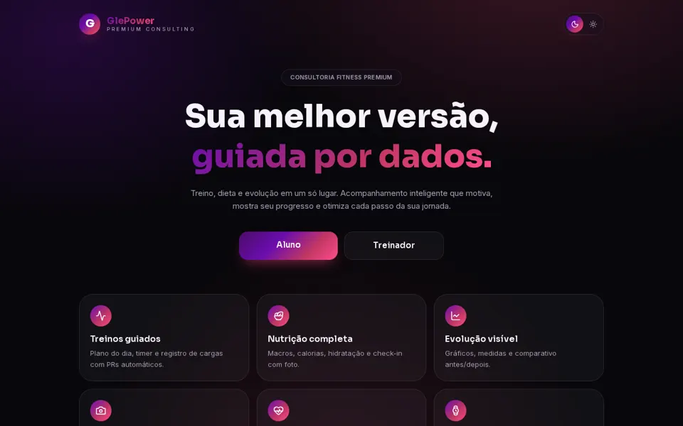 Tela do app GlePower