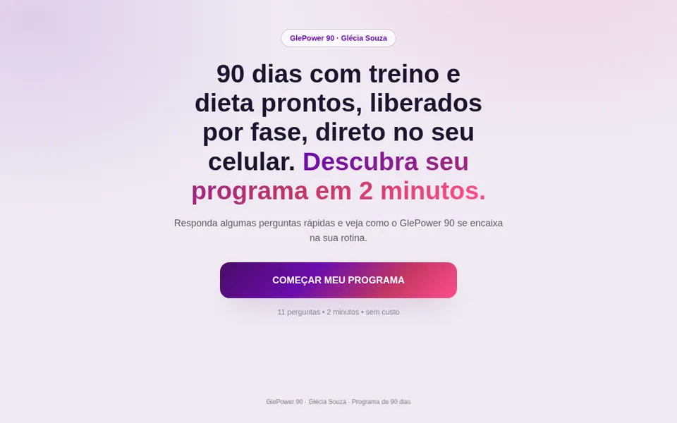 Tela do quiz do GlePower 90